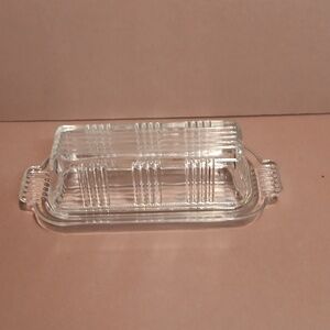 Vintage Clear Federal Glass Ribbed Butter Dish